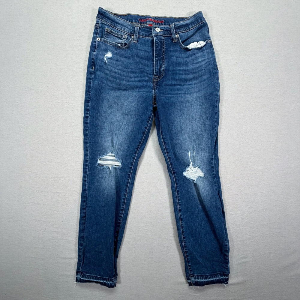 Lucky Brand Bridgette Jeans Womens 10/30 Good Blue Distressed High Rise Skinny